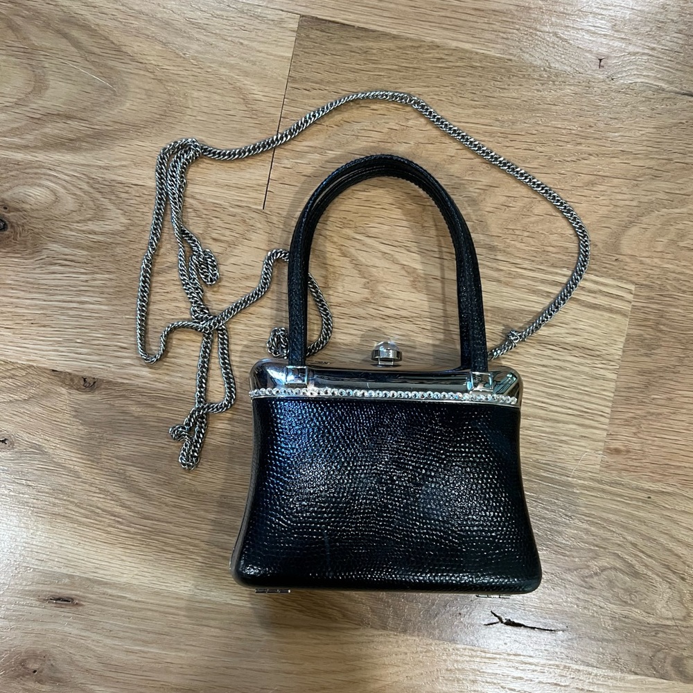 Black purse with diamond accents